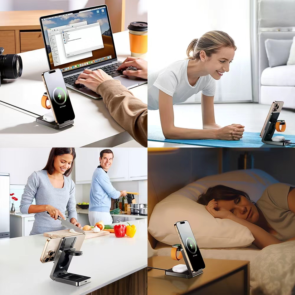3-in-1 Magnetic Wireless Charger for iPhone, iWatch & TWS